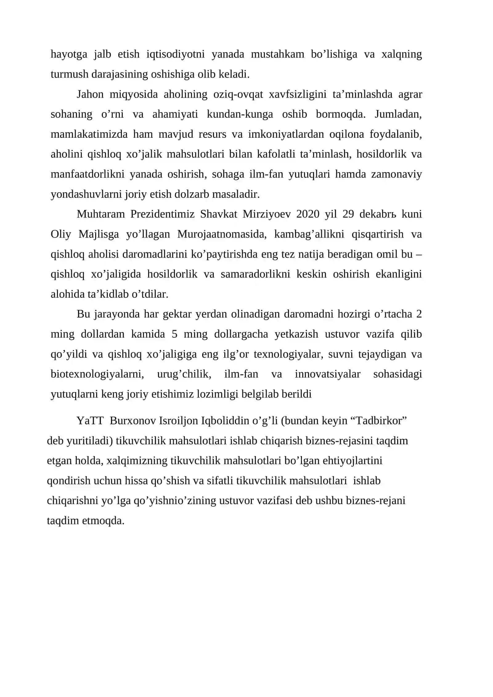 Biznes reja tikuvchilik 4