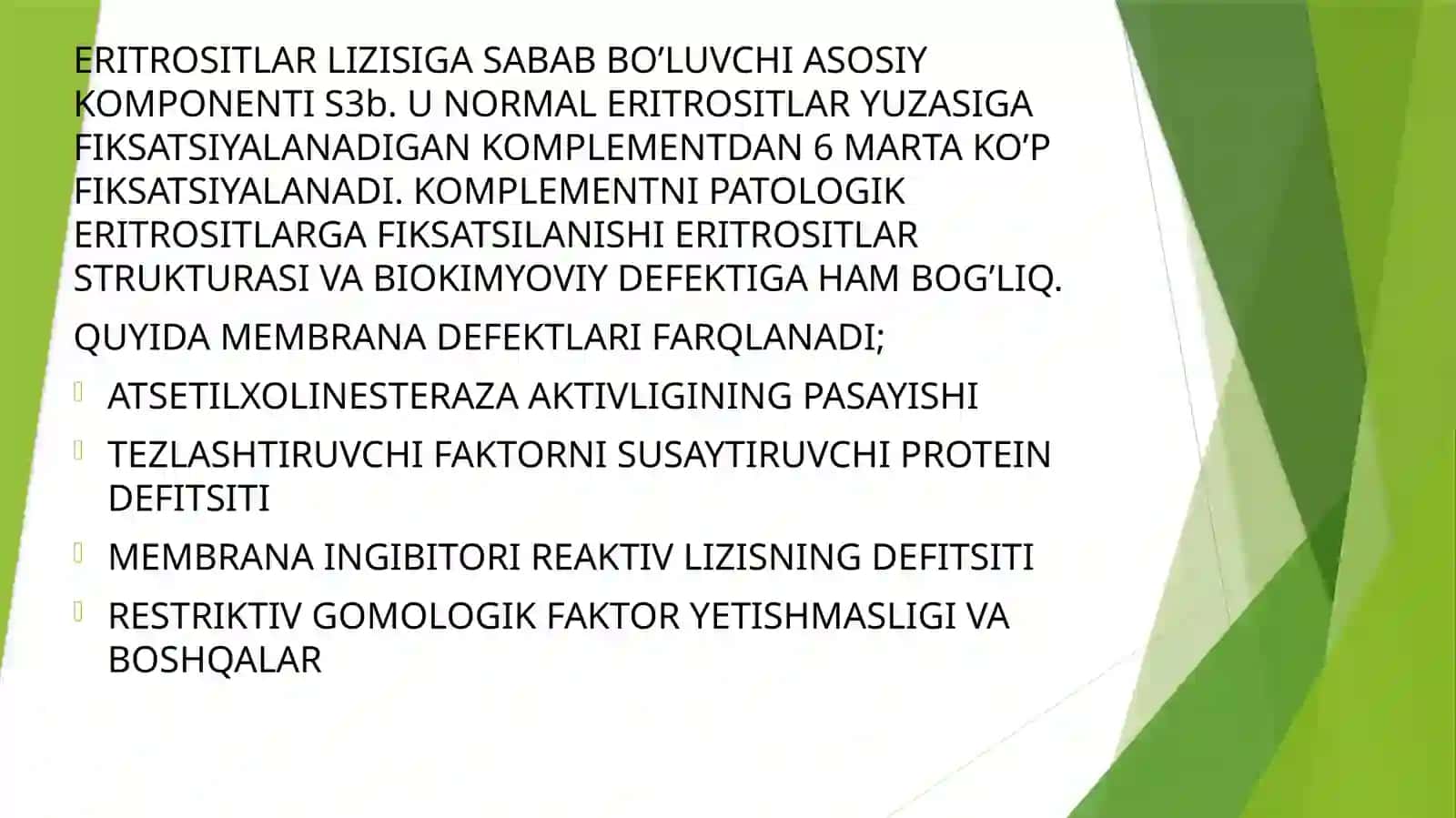 TUNGI PAROKSIZMAL GEMOGLOBINURIYA ETIOLOGIYA,PATOGENEZ,KLINIKA,DIOGNOSTIKA,DAVOLASH PRINSIPLARI 4