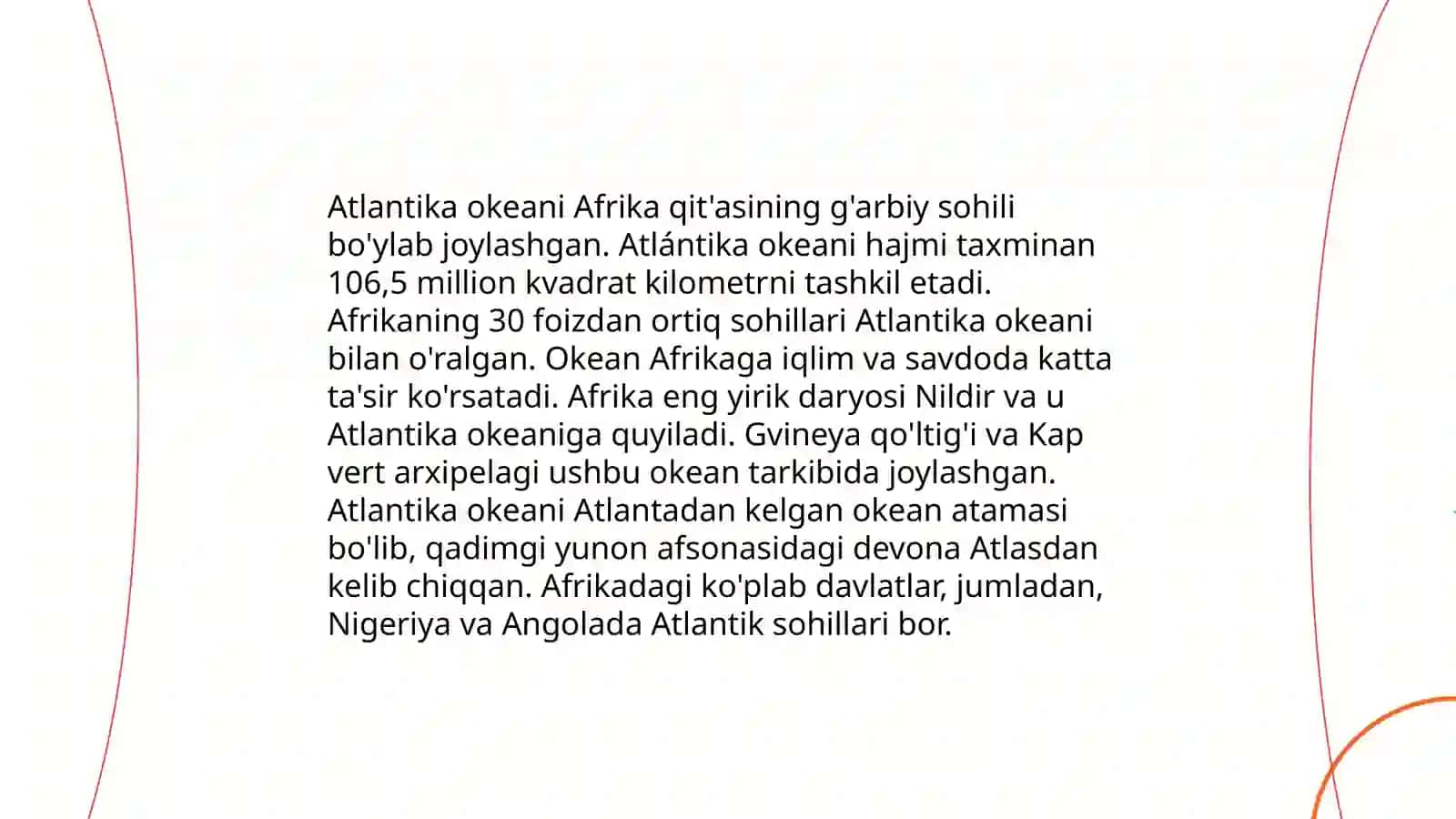 Afrika materigi geografik oʻrni, okean qismlari, chekka nuqtalarining o'ziga xosligi 4