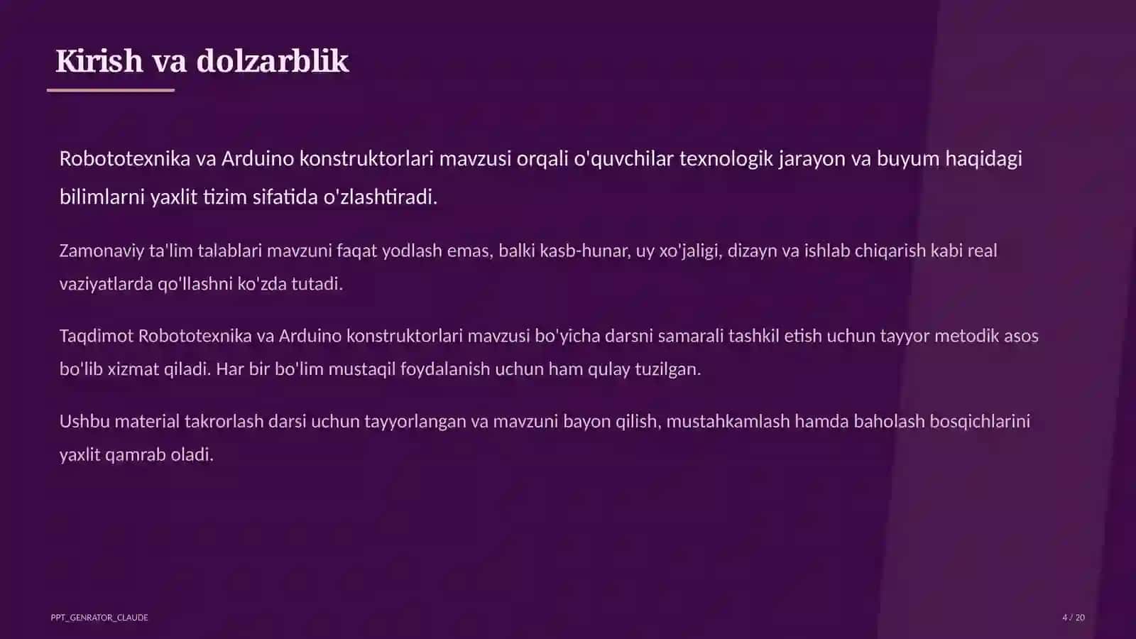 Robototexnika va Arduino konstruktorlari (9-sinf) 4