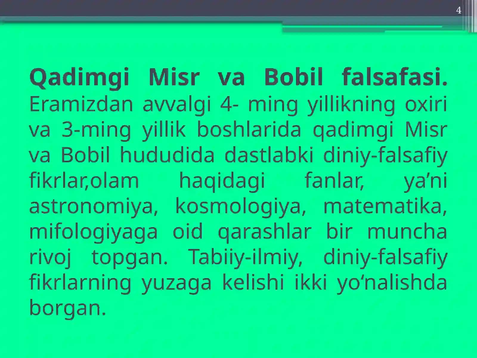 Falsafiy tafakkur taraqqiyot bosqichlari: Sharq falsafasi 4