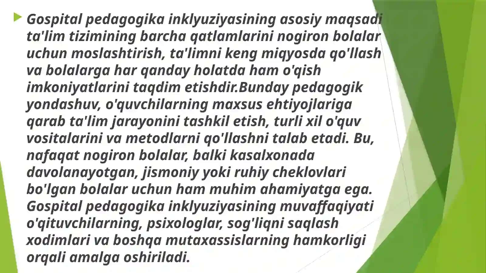 Gospital pedagogika inklyuziyaning asosi 4