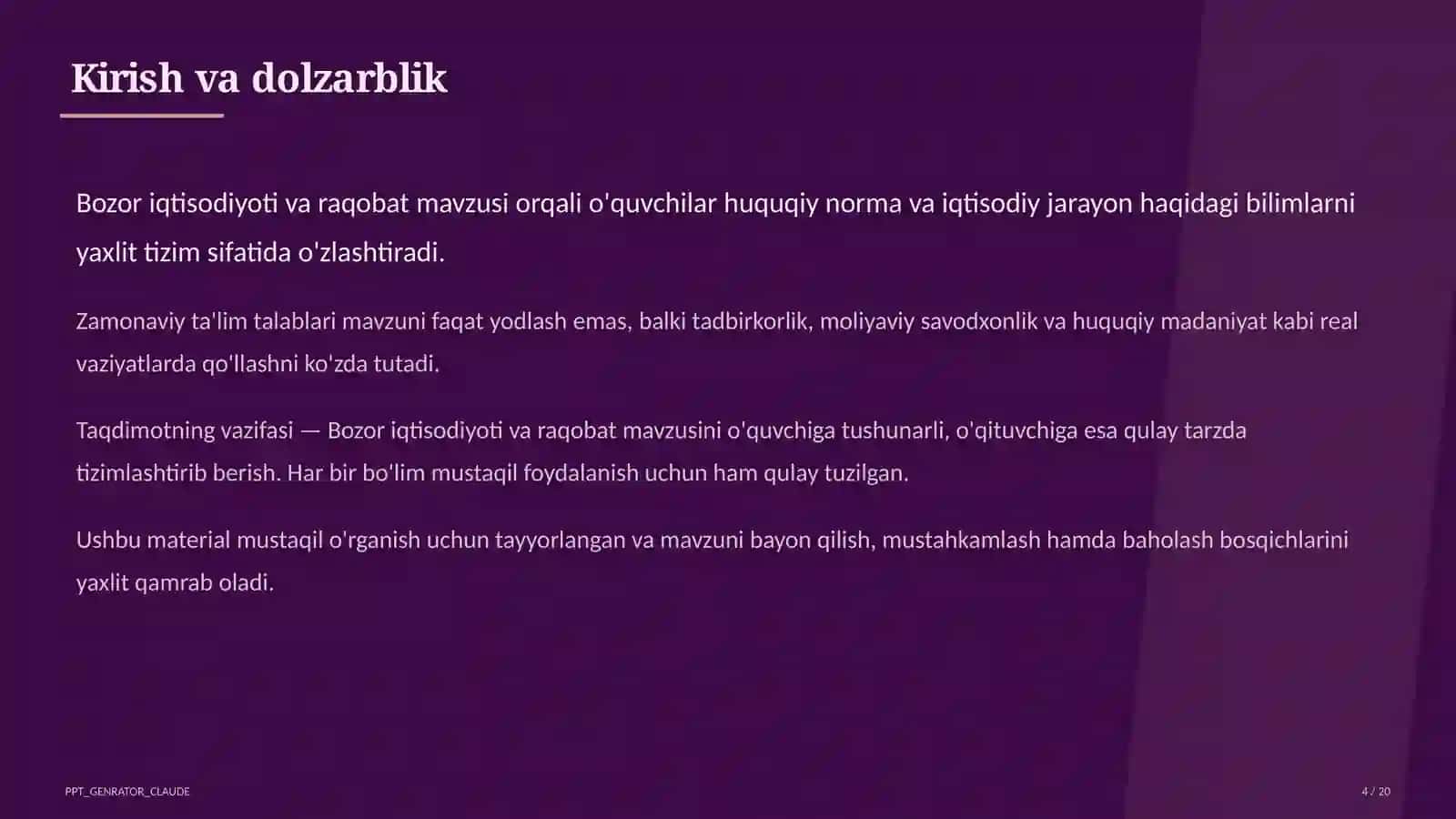 Bozor iqtisodiyoti va raqobat (10-sinf) 4