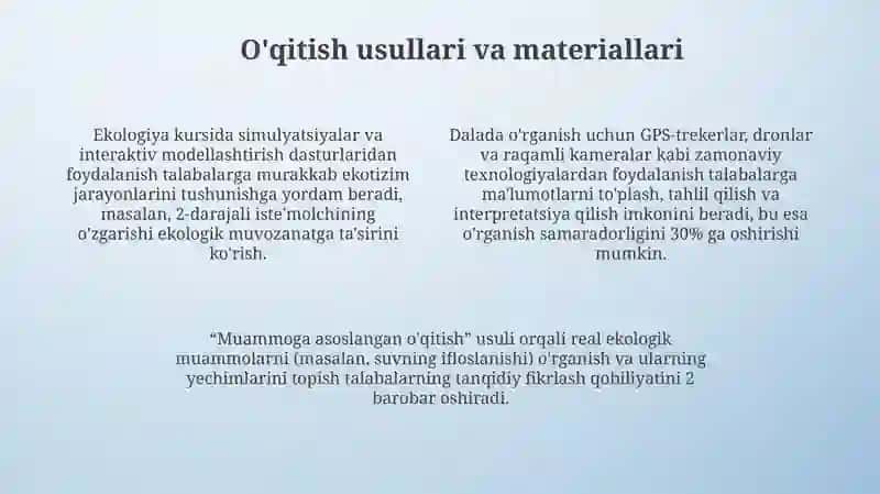 Ekologiya kursining amaliy jihatlari 4