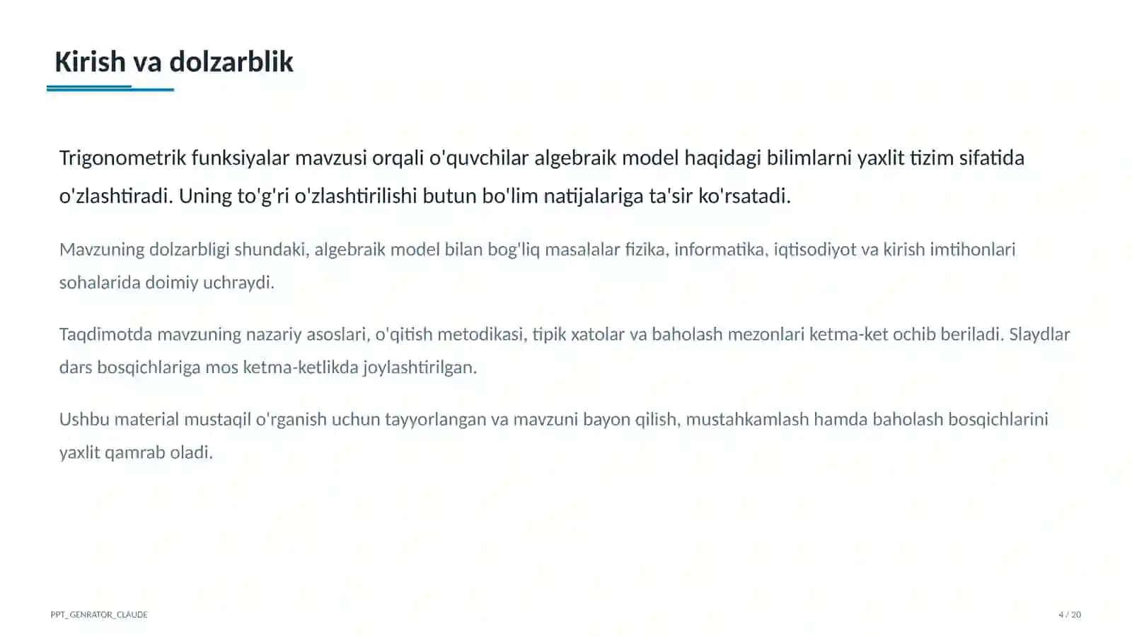 Trigonometrik funksiyalar (10-sinf) 4