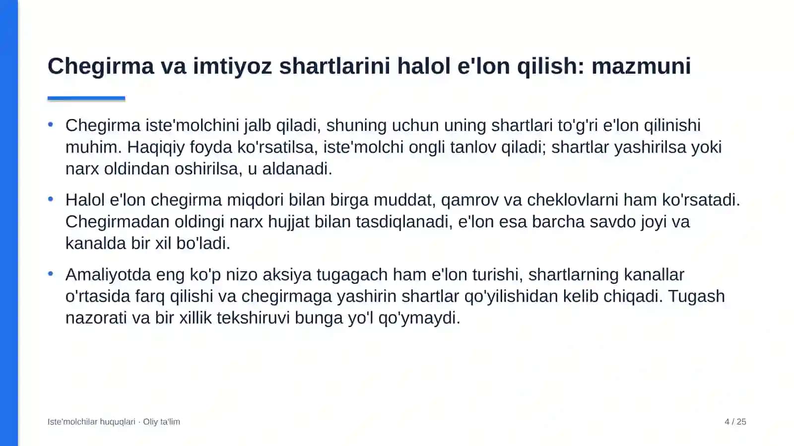 Iste'Molchilar Huquqlari · Oliy Ta'lim 4