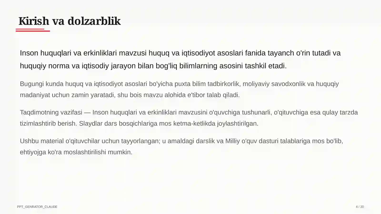 Inson huquqlari va erkinliklari (9-sinf) 4