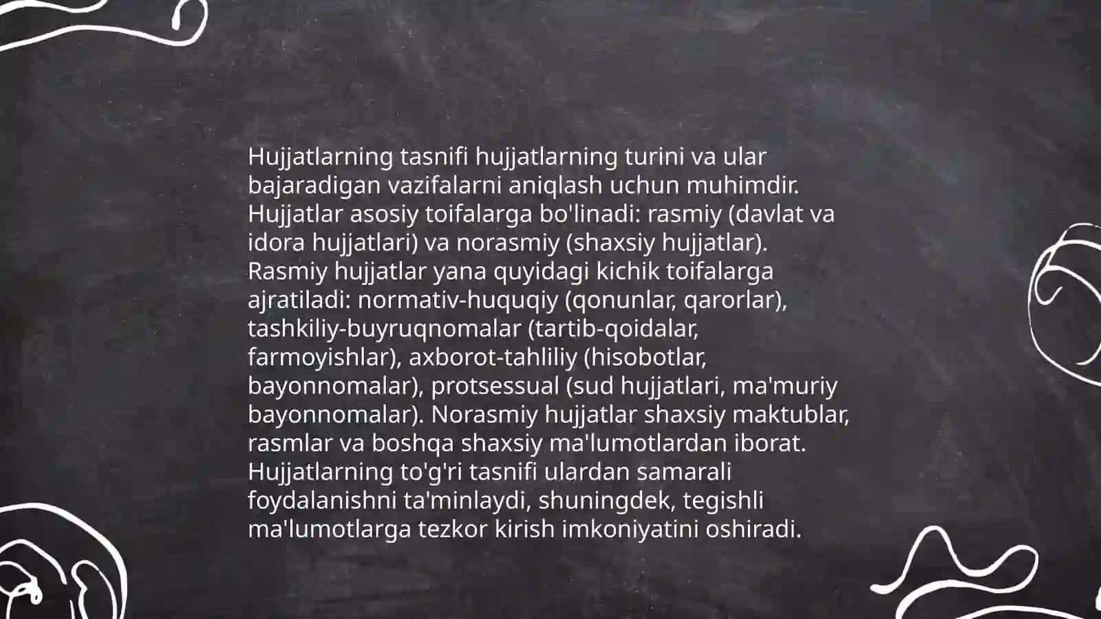 Hujjatlarni tasniflashning me'yoriy talablari 4