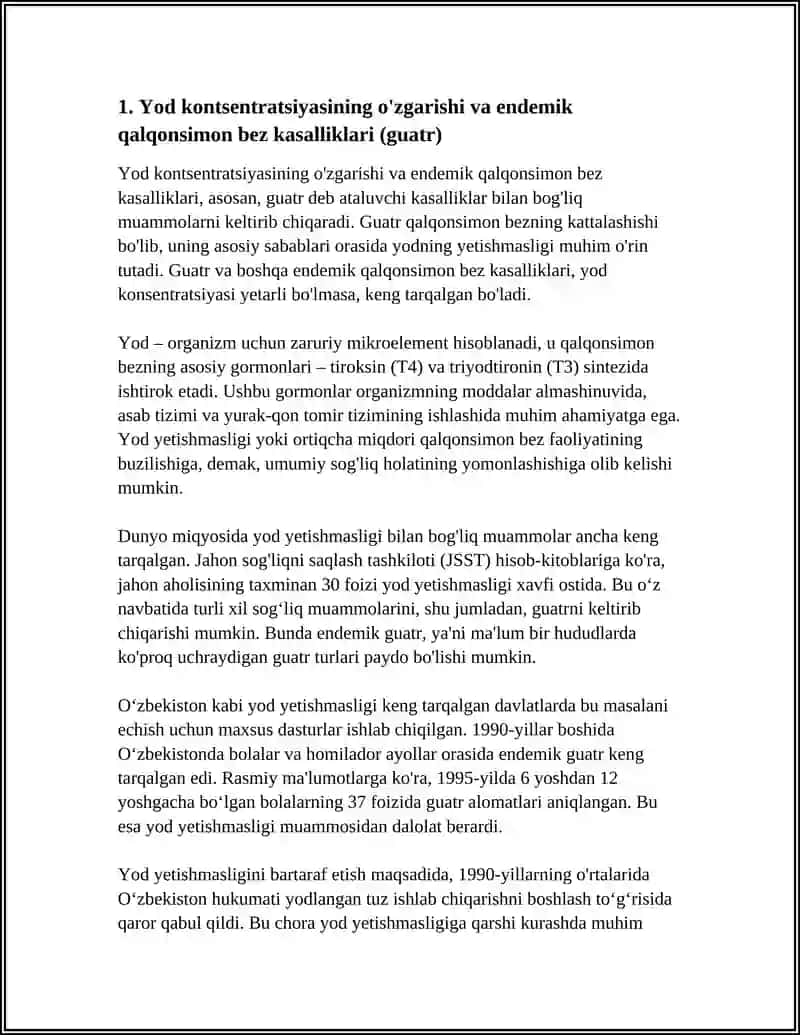 BIOGEN ELEMENTLAR KONSENTRATSIYASI OZGARISHI BILAN BOLIQ BOLGAN ENDEMIK VA KASB KASALLIKLARI 4