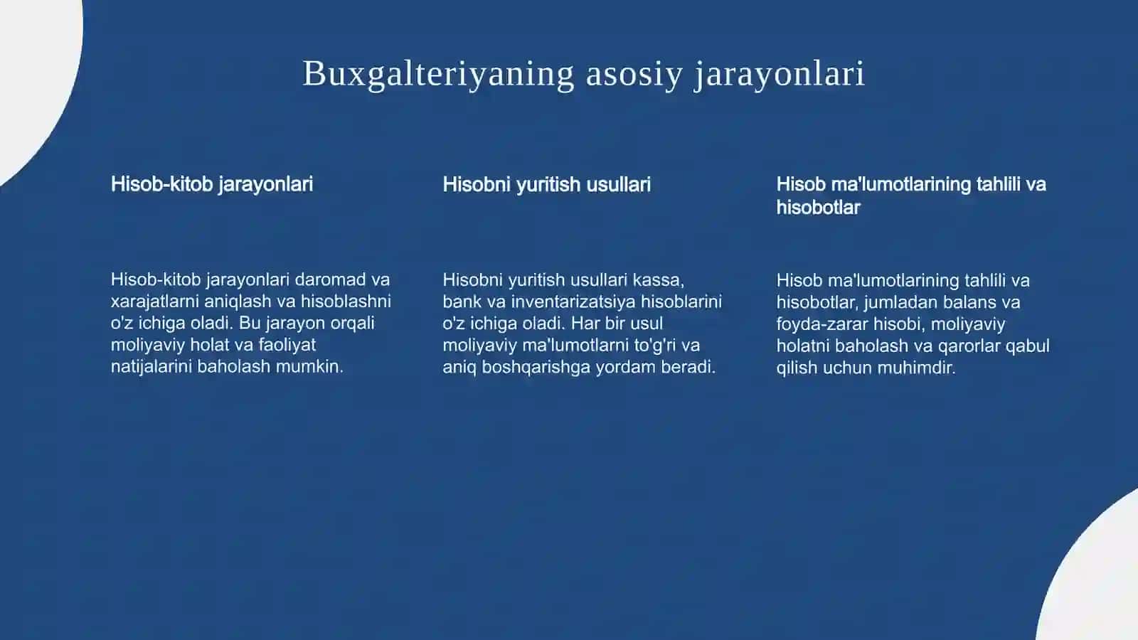 Buxgalteriyada kiruvchi ishlar va uning asosiy tushunchalari 4