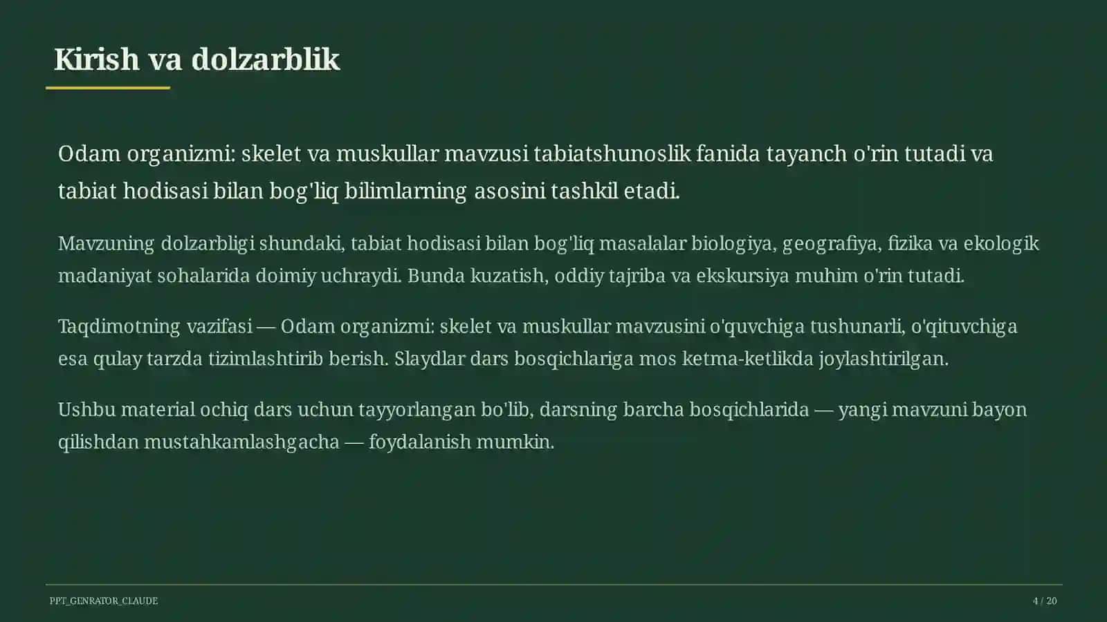 Odam organizmi: skelet va muskullar (4-sinf) 4
