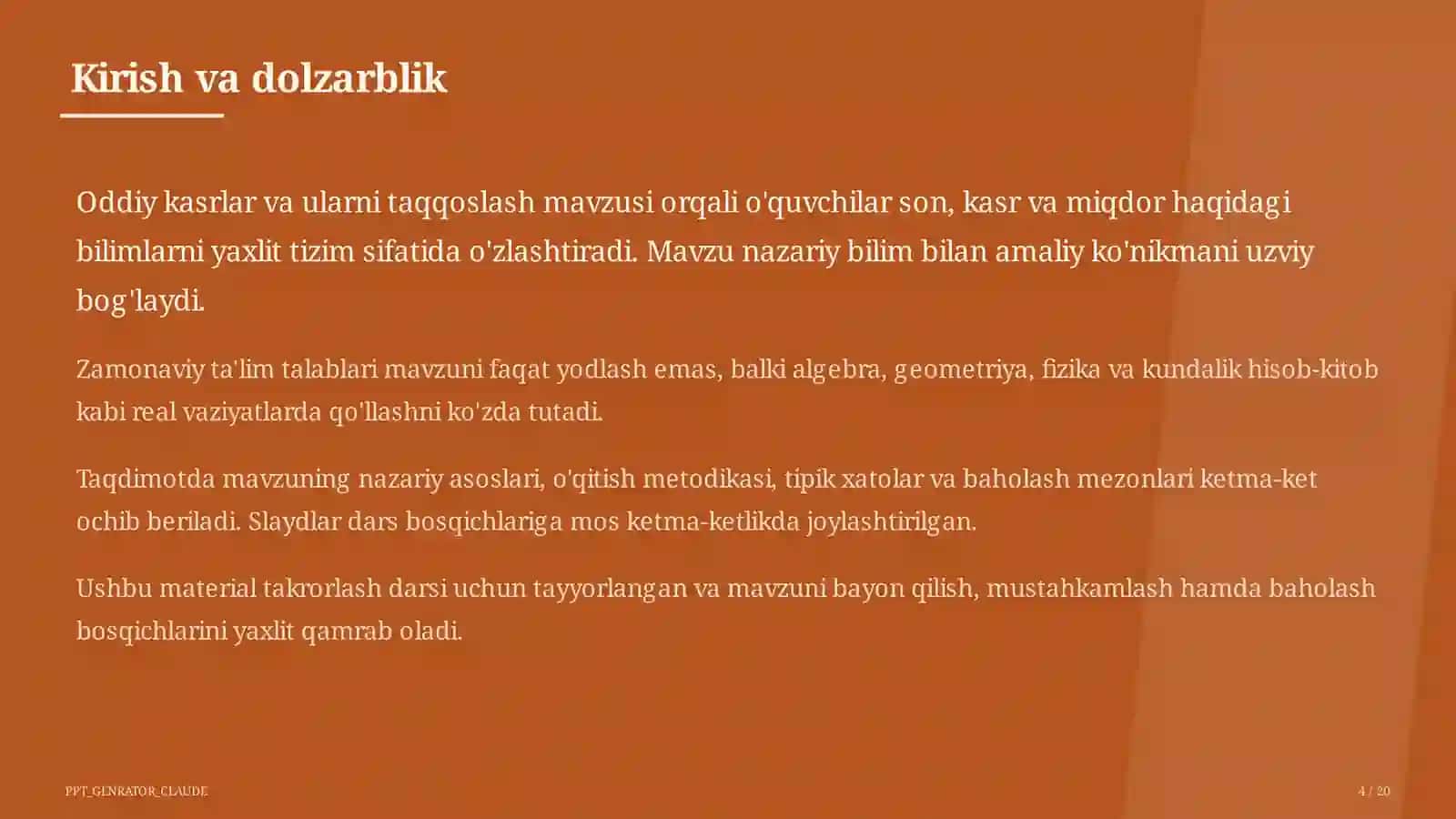Oddiy kasrlar va ularni taqqoslash (5-sinf) 4