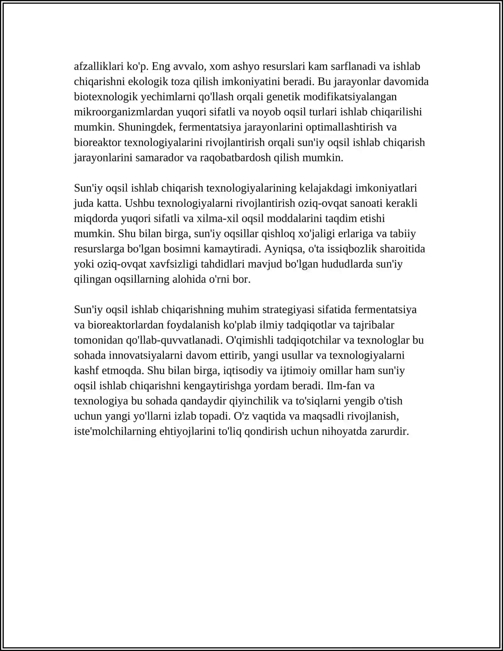 SUNIY OQSIL OZUQA MODDALARINING ISHLAB CHIQARILISHI VA KELAJAKDAGI IMKONIYATLAR 4