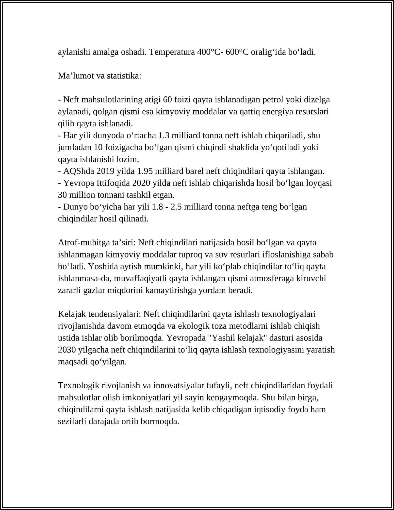 NEFT VA NEFT MAHSULOTLARI CHIQINDILARI ASOSIDAGISINTEZLAR 4