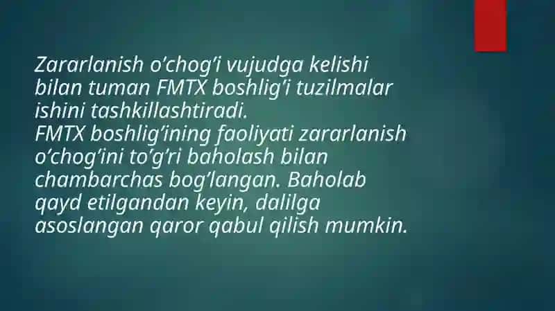SHIKASTLANISH O’CHOG’IDA DASTLABKI UMUMIY YORDAMNI TASHKIL ETISH.SHIKASTLANISH O’CHOG’IDA DASTLABKI UMUMIY YORDAMNI TASHKIL ETISH 4