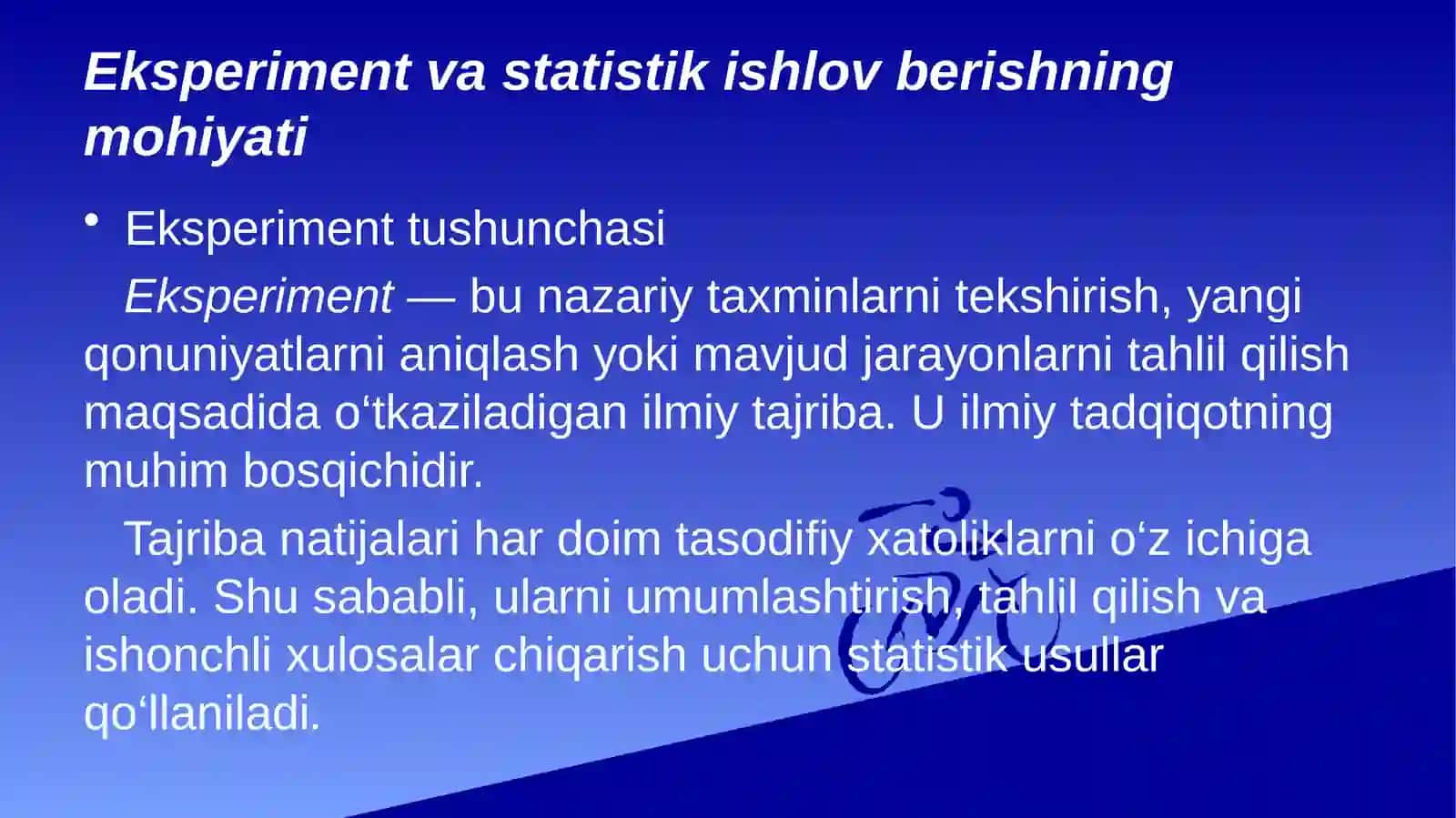Eksperiment natijalariga statistik ishlov berish 4