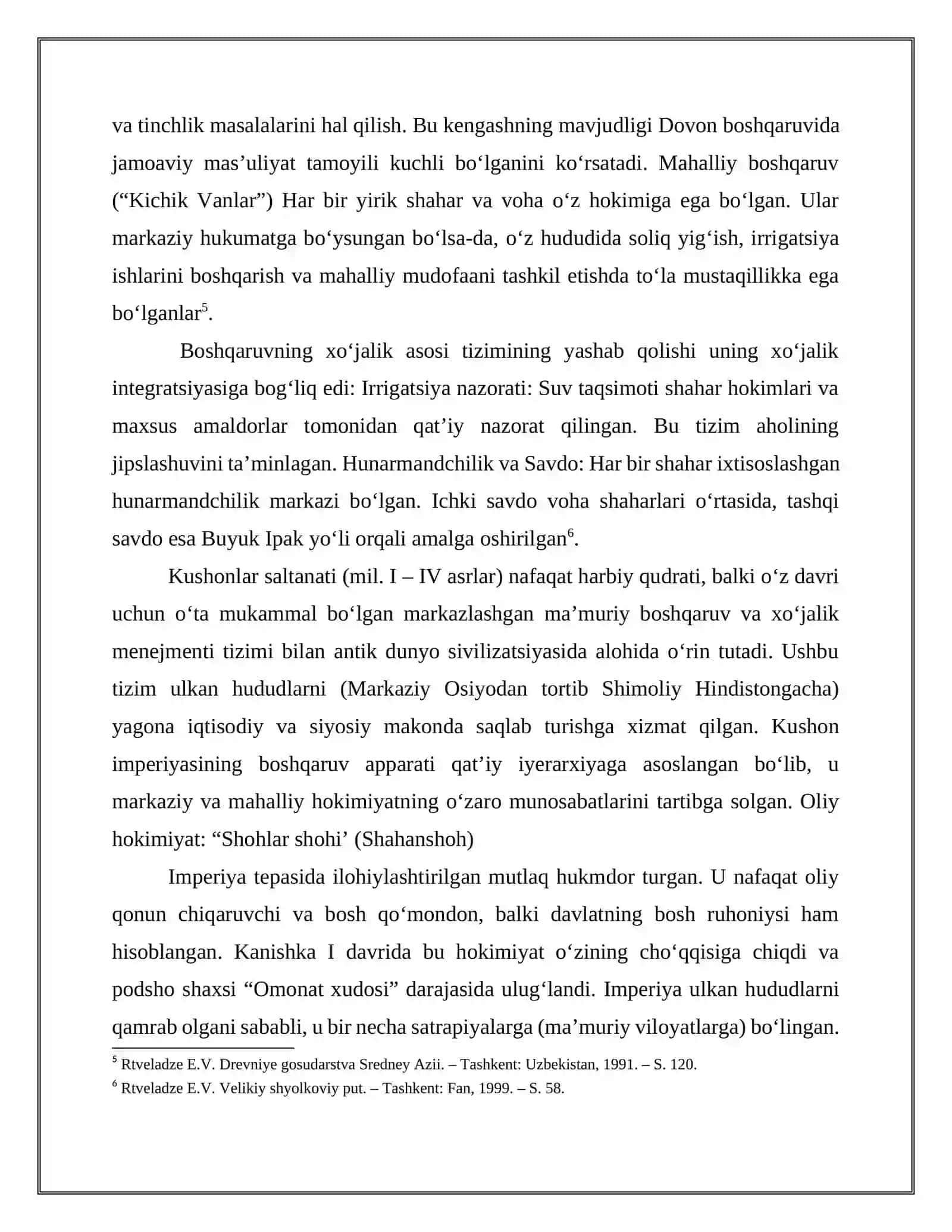 Dovon davlati hududi va boshqaruv tizimi. Kushon davlati (podsholigida) xo‘jalik boshqaruvi mavzusida tezis (maqola) loyihasini tayyorlash 4