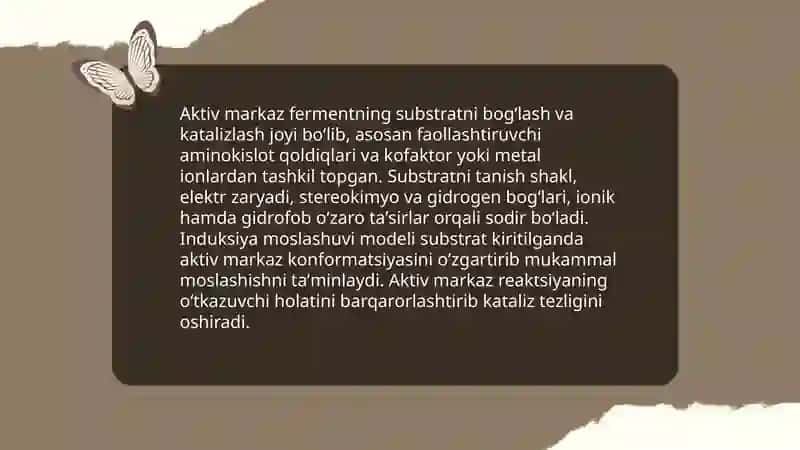 Fermentlarning taʼsir etish mexanizmi.Kataliz haqida umumiy tushuncha 4