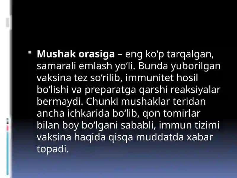 EMLASH JADVALI. VAKSINATSIYA KO’RSATMASI VA QARSHI KO’RSATMA 4