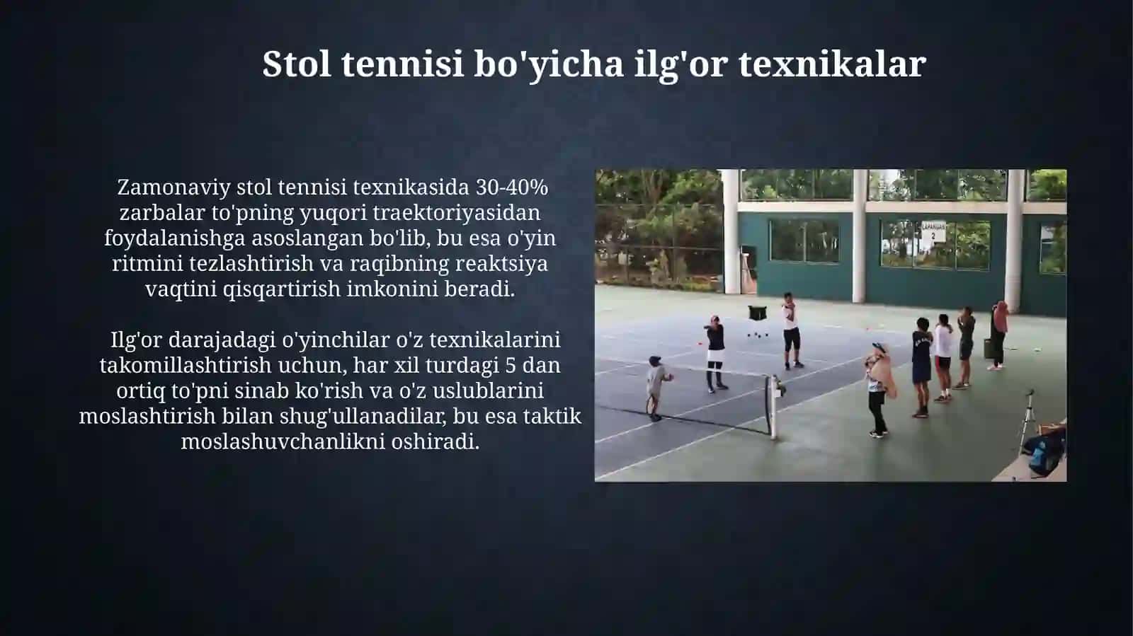 Stol tenisini texnikasiga va taktukasiga o‘rgatish uslubyati 4