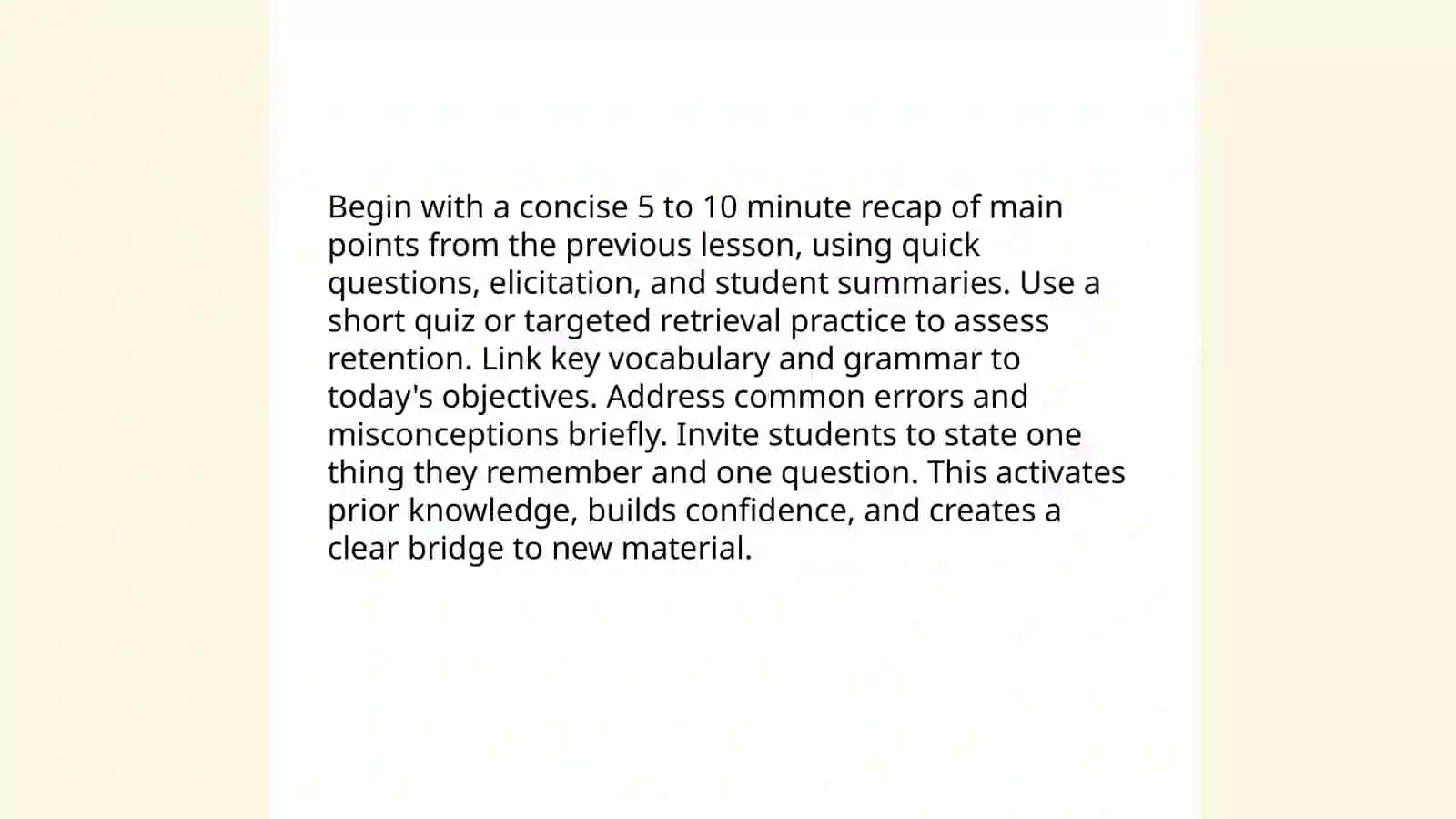 Beginning Lessons Strategies 4