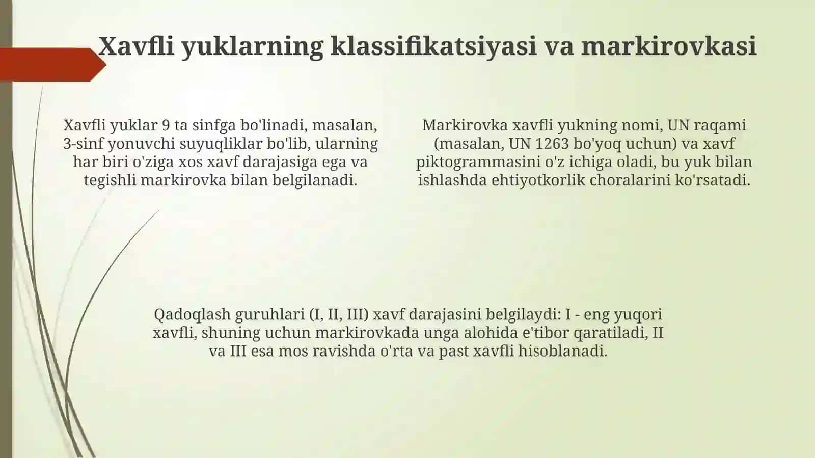 Xavfli yuklarni tashish qoidalari va me'yoriy-huquqiy asoslar 4