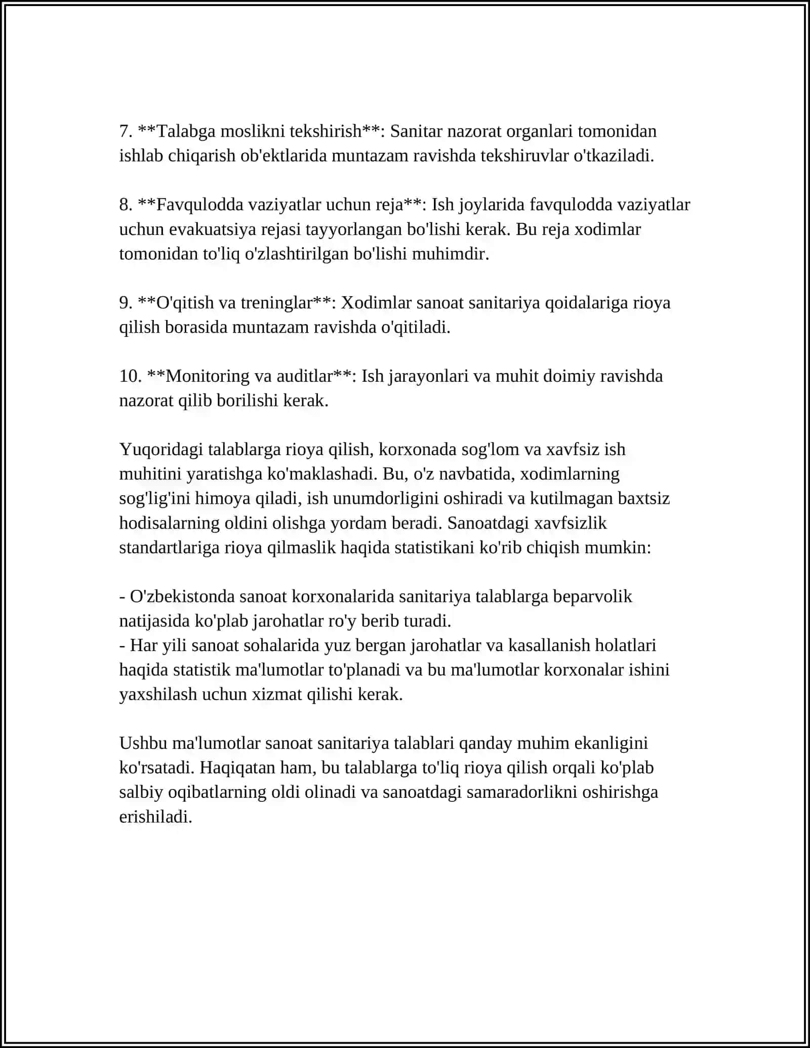 SUT VA SUT MAHSULOTLARINI ISHLAB CHIQARISHDA TEXNOLOGIK JARAYONIDA BOʻLGAN TALABLAR VA MAHSULOTNING XAVFSIZLIGI 4