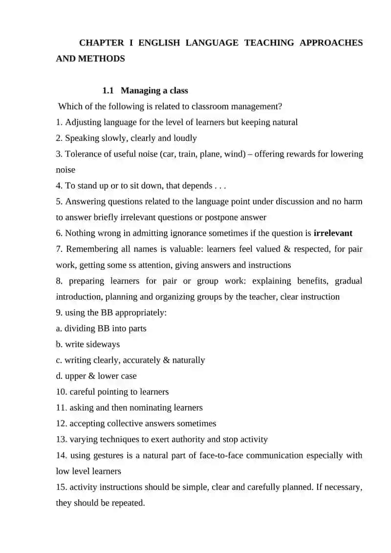 English Language Teaching Methods Course 4