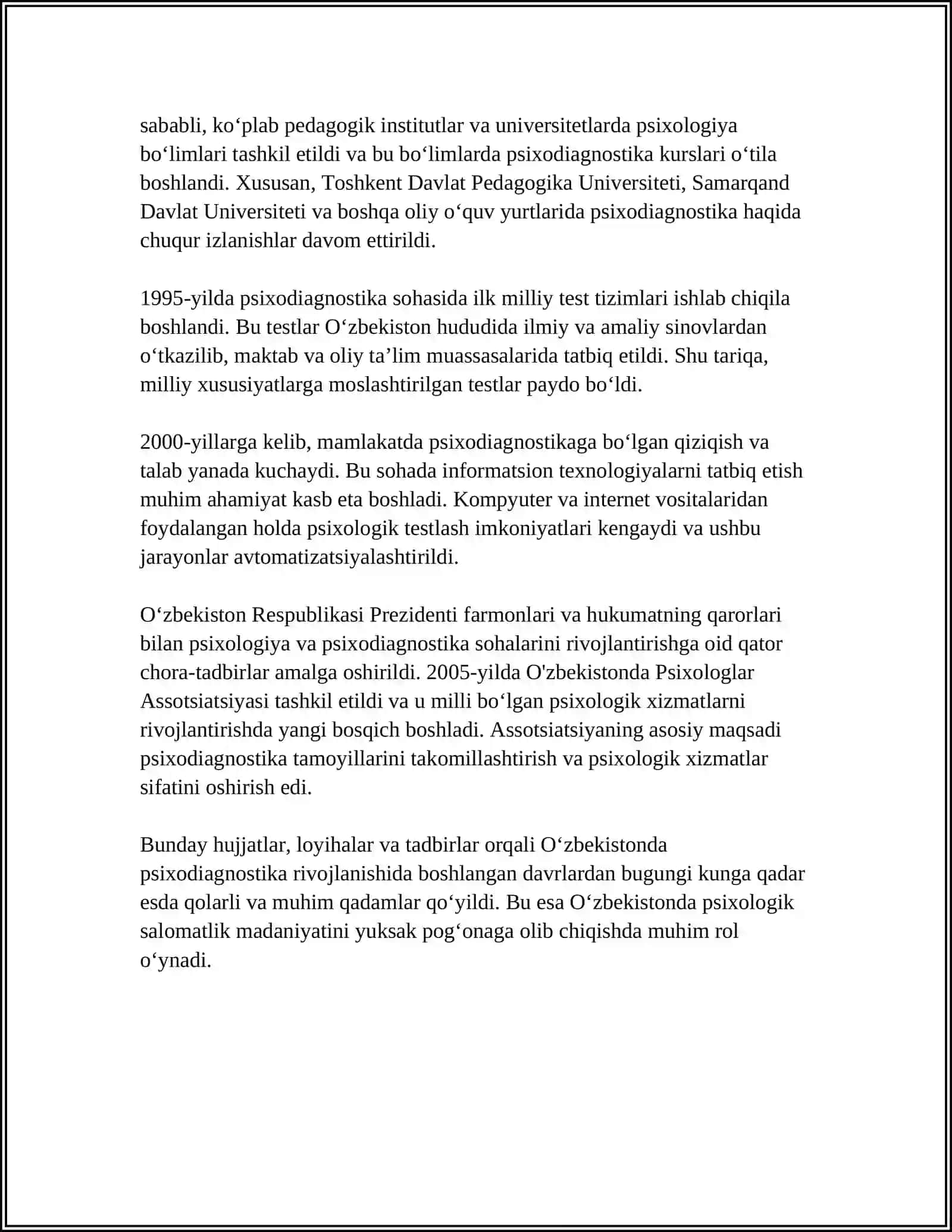 OʻZBEKISTONDA PISXODIAGNOSTIKANING RIVOJLANISH TARIXI 4