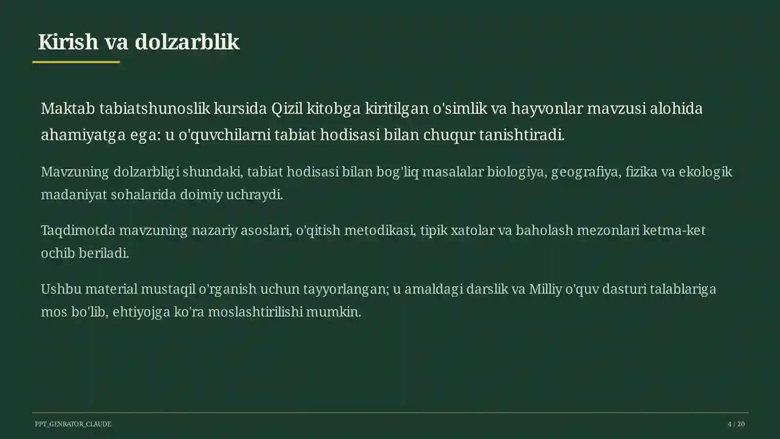 Qizil kitobga kiritilgan o'simlik va hayvonlar (4-sinf) 4