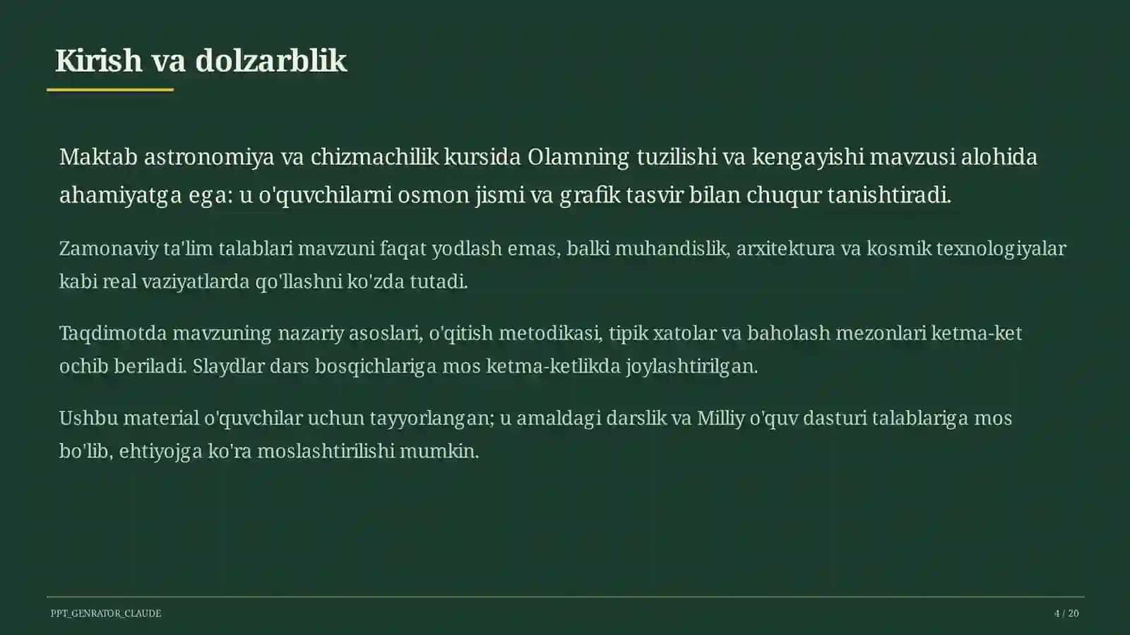 Olamning tuzilishi va kengayishi (11-sinf) 4