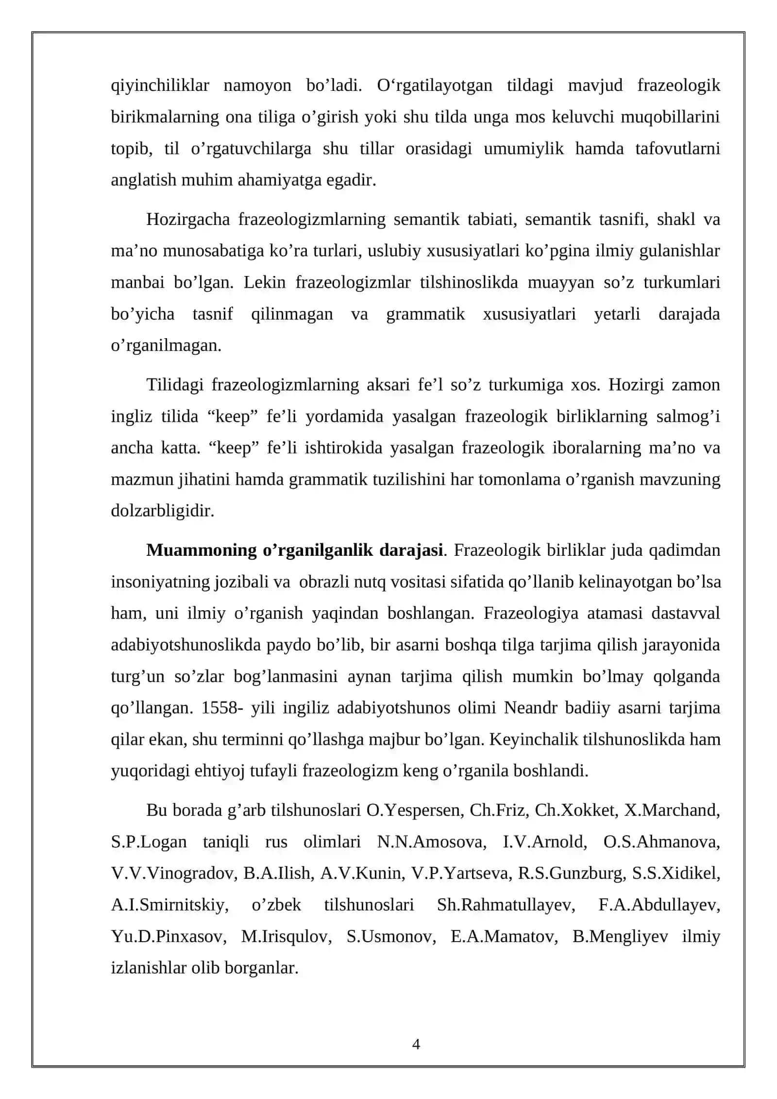 Frazeologik birliklar mavzusidagi Bitiruv malakaviy ishi 4
