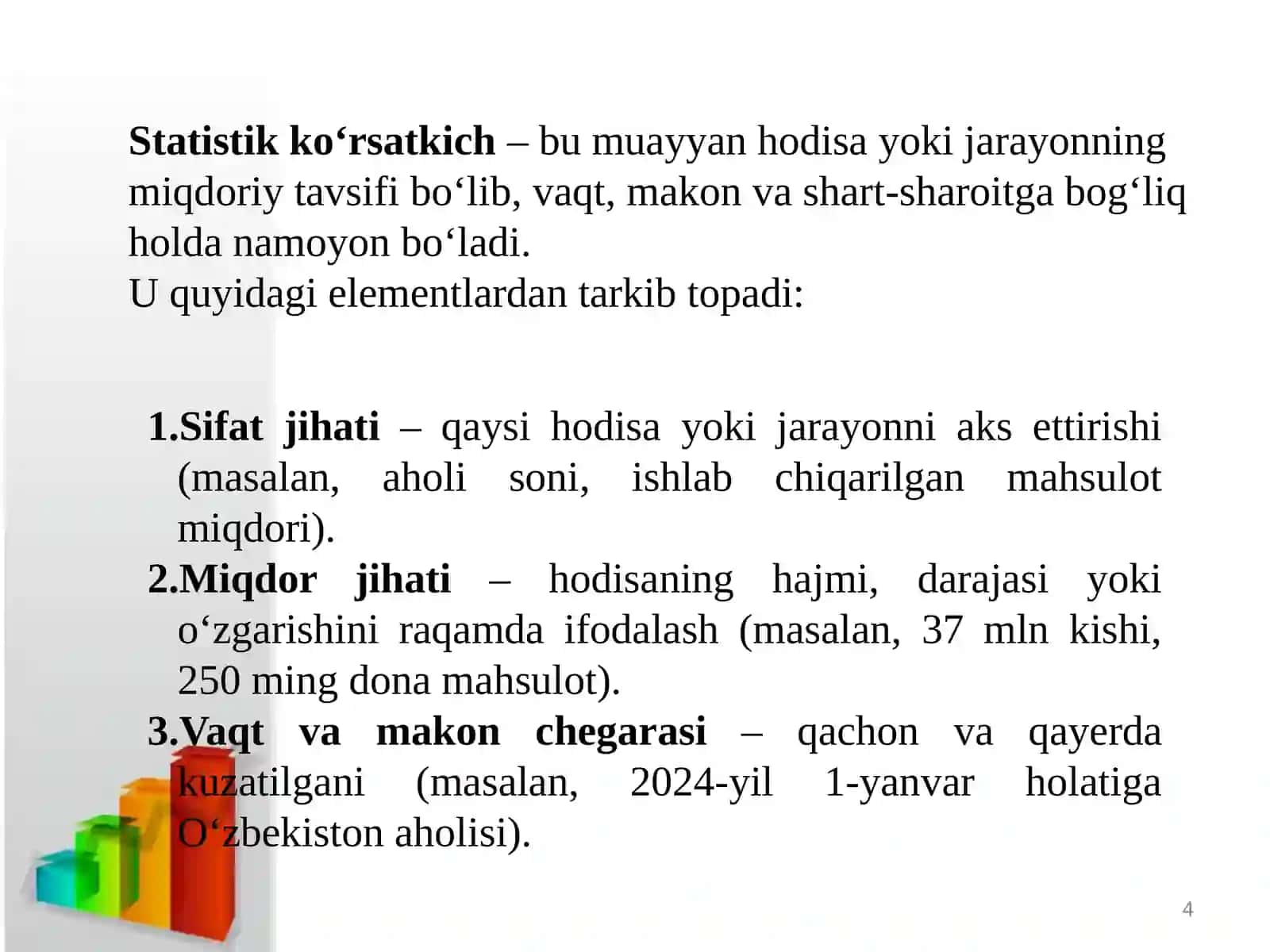 STATISTIK KO‘RSATKICHLAR 4
