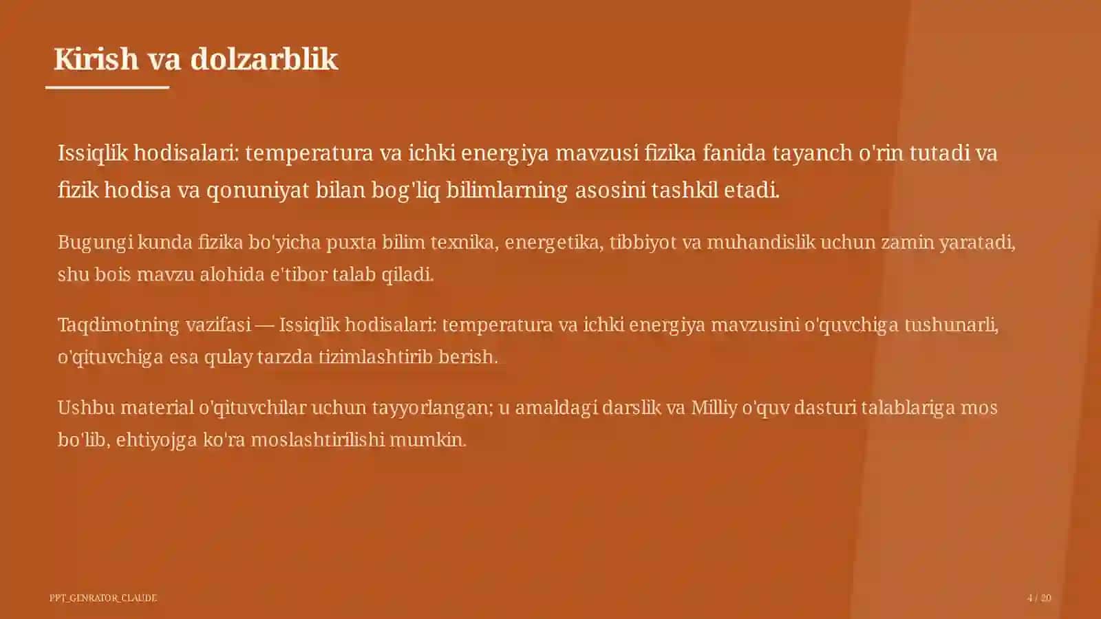Issiqlik hodisalari: temperatura va ichki energiya (8-sinf) 4