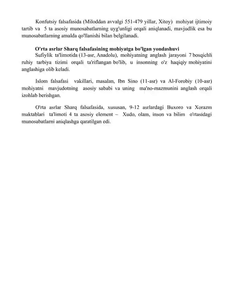 Falsafaning mohiyatiga oid Sharq va G'arb mutafakkirlari taʼriflarini tavsiflash 4