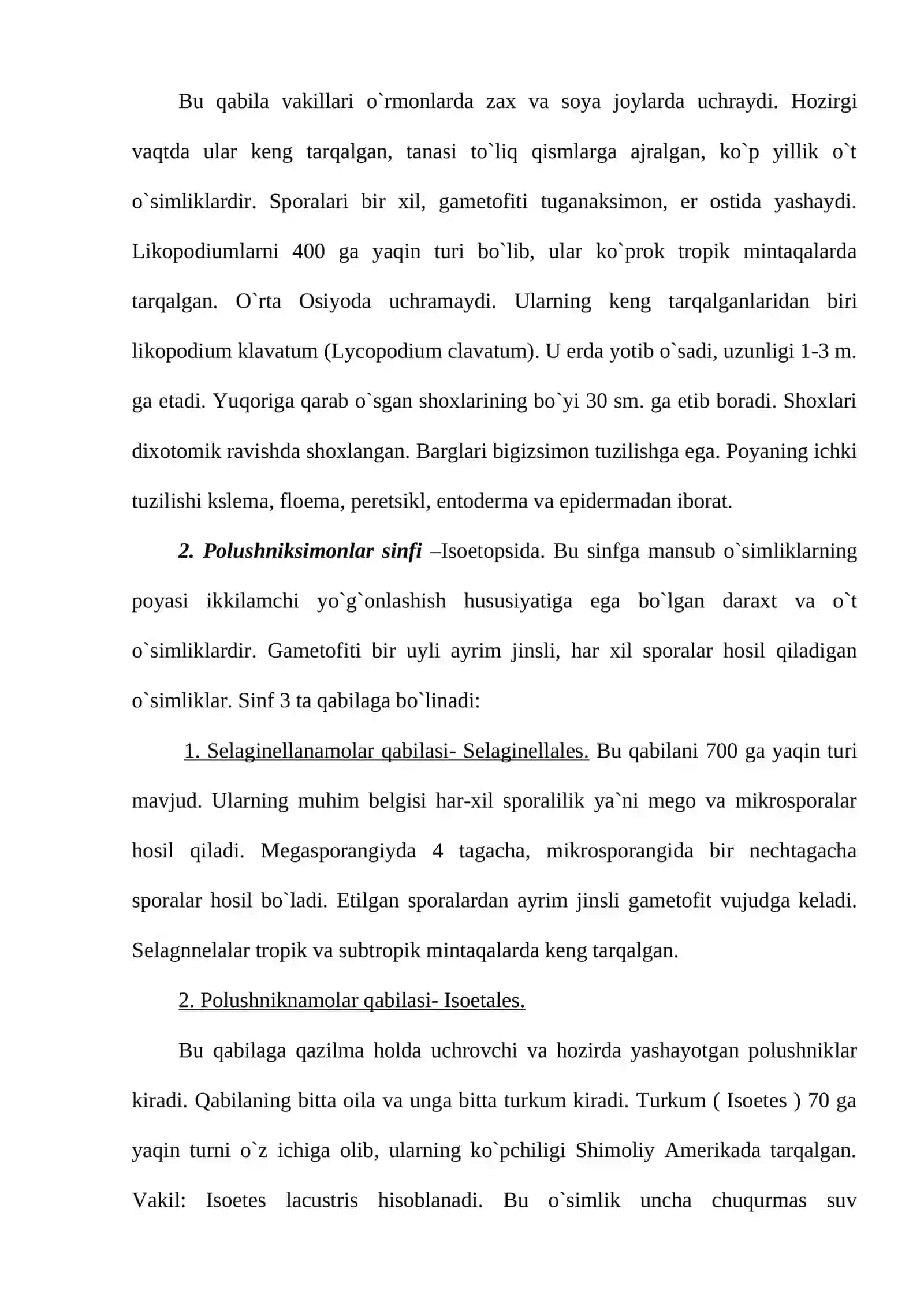 Plauntoifalar bo`limi - Lycopodiophyta 4