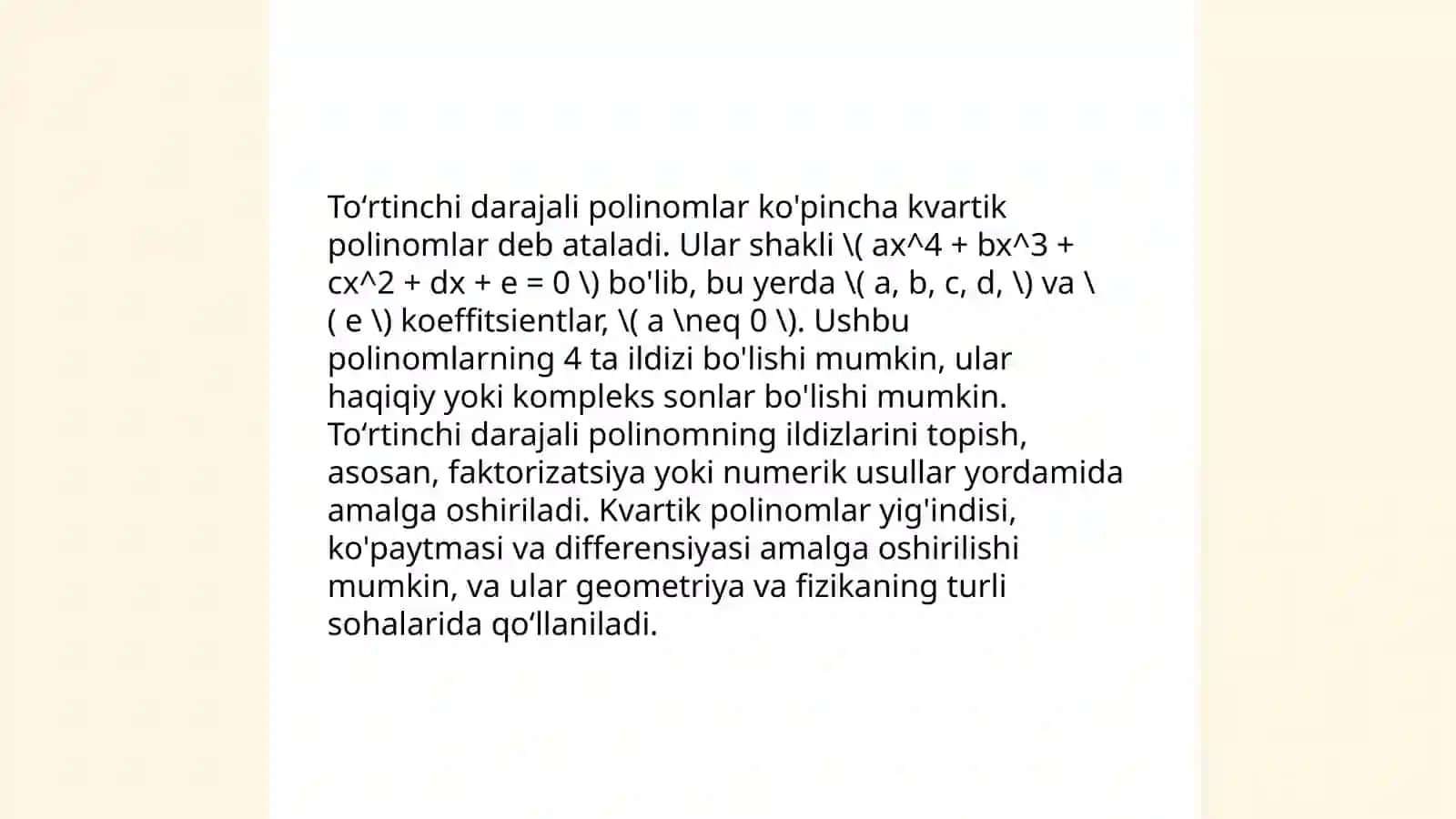 Uchinchi va toʻrtinchi tartibli tenglamalar 4