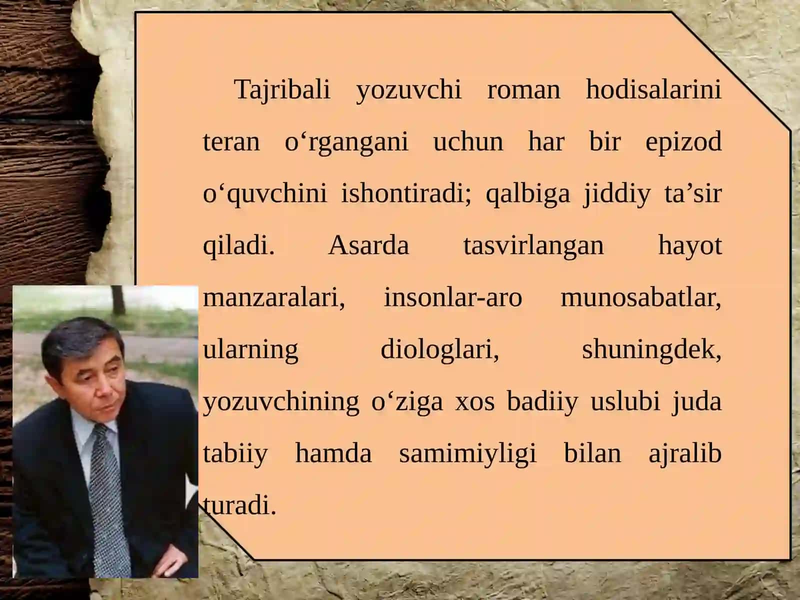 10-sinf Adabiyot fanidan O'tkir Hoshimov Ikki eshik orasi dars taqdimoti 4