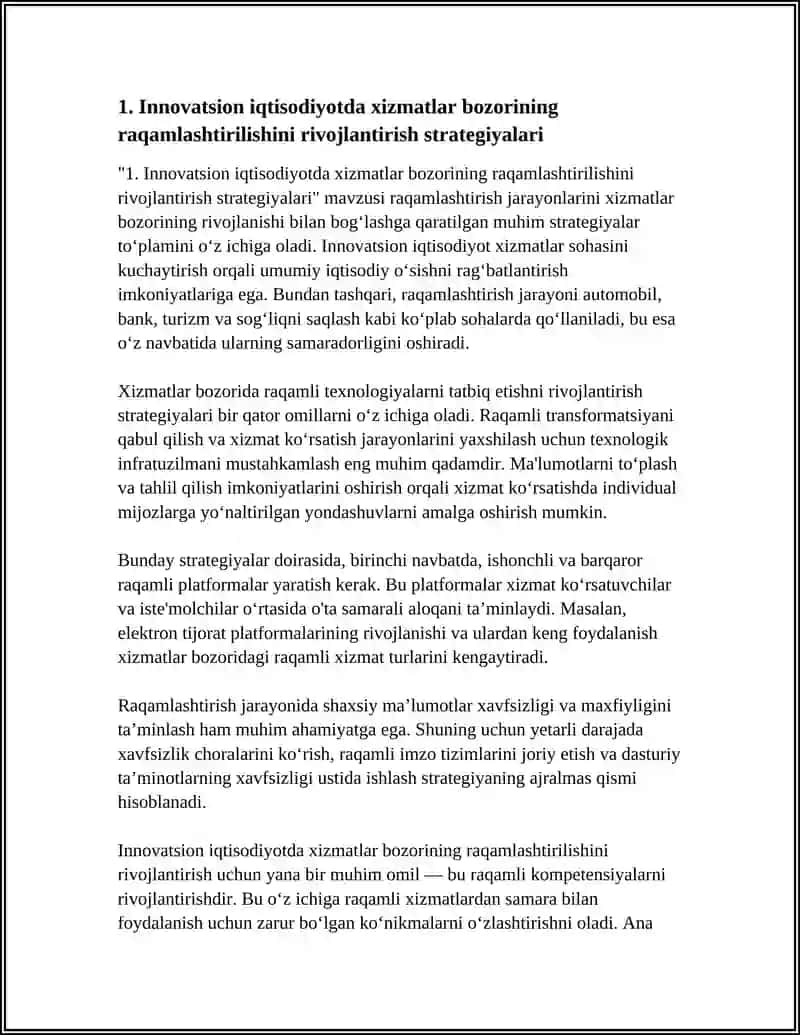 INNOVASION IQTISODIYOTDA XIZMATLAR BOZORINI RIVOJLANTIRISH 4