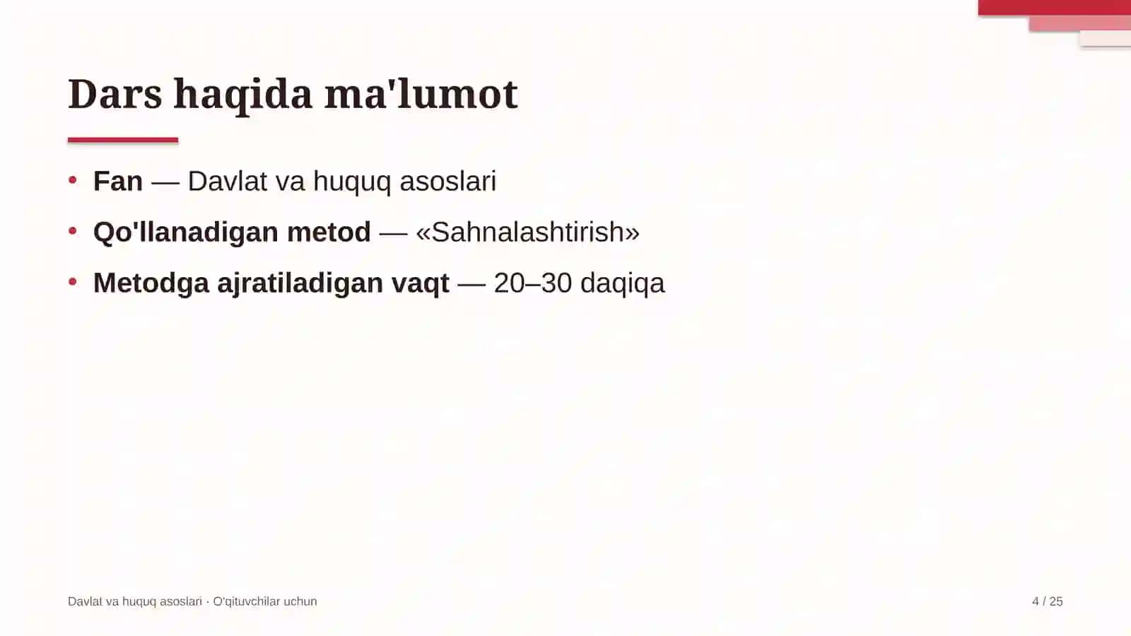 davlat va huquq asoslari darslarida sahnalashtirish metodidan foydalanish 5937 4