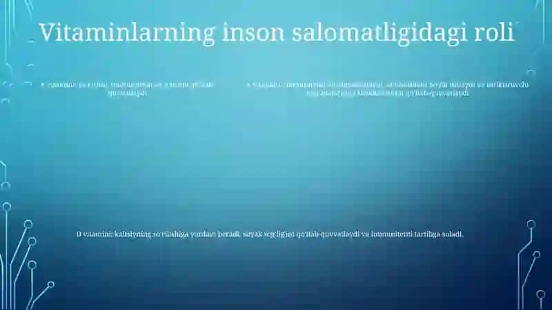 Vitaminlar. Kichik Boshqaruvchilar Haqida Tushuncha 4