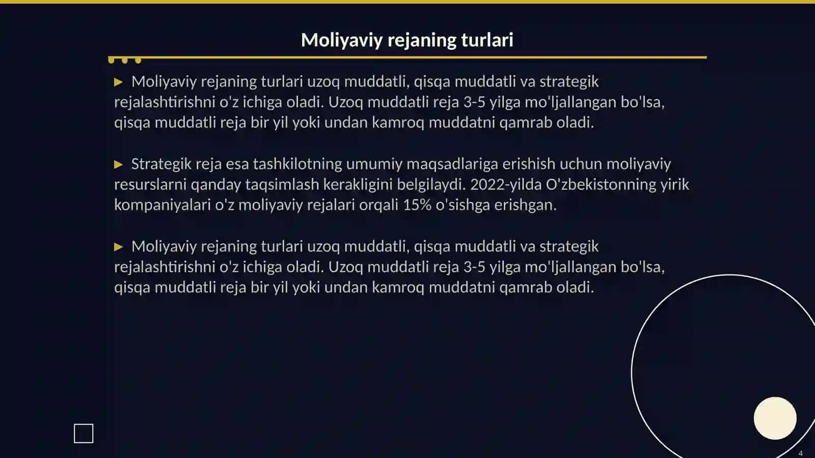 Moliyaviy rejaning turlari va tuzilishi 4