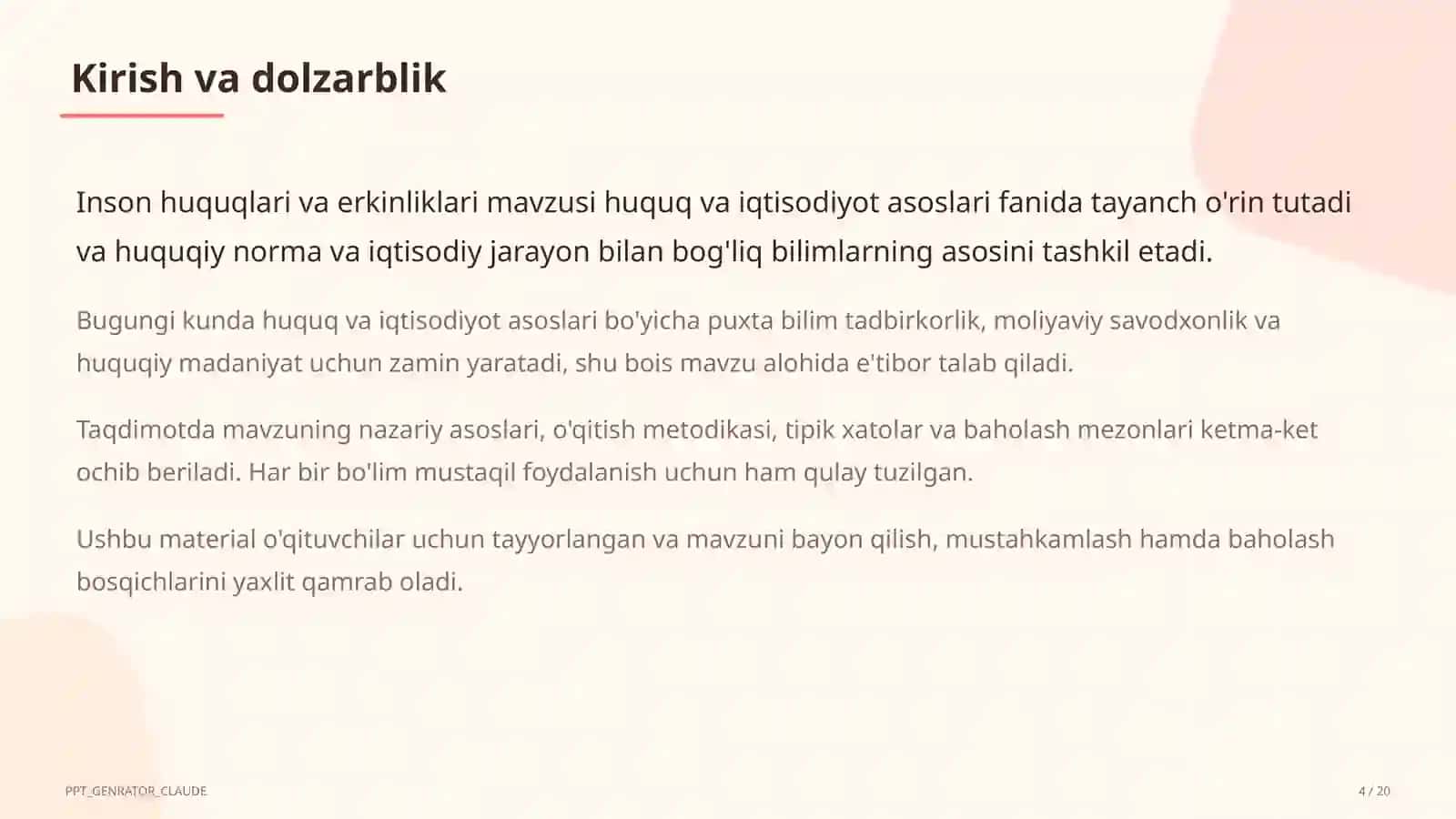 Inson huquqlari va erkinliklari (9-sinf) 4