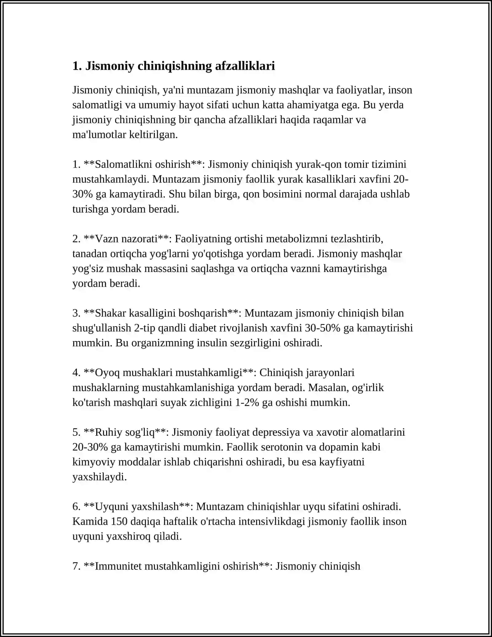 Jismoniy chiniqqan sportchilarning o'lchamli organizmning afzalliklari 4