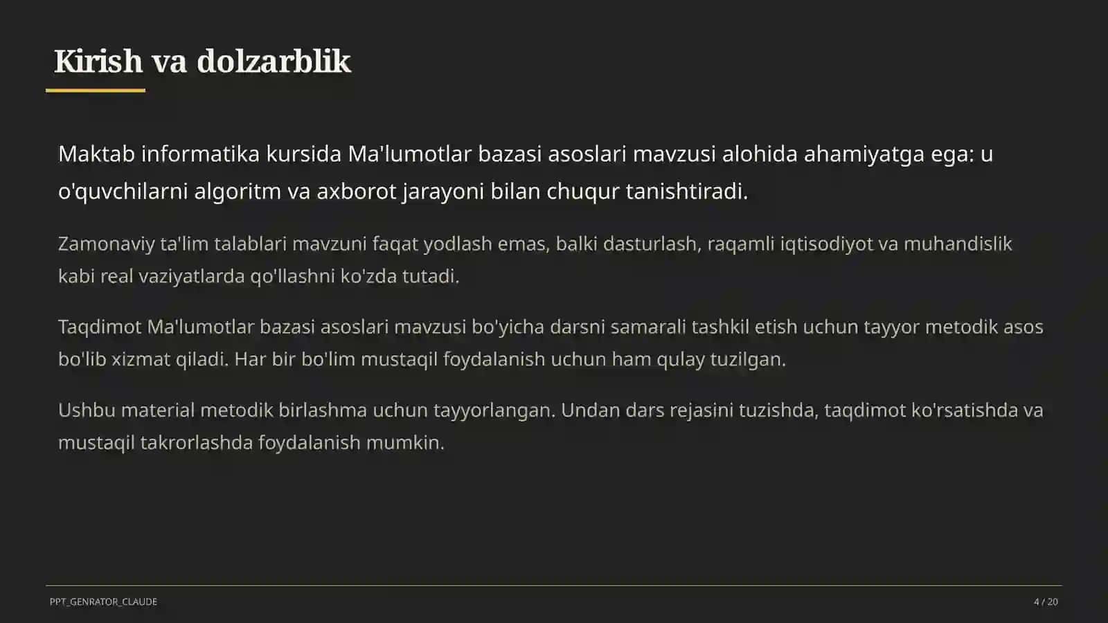 Ma'lumotlar bazasi asoslari (9-sinf) 4