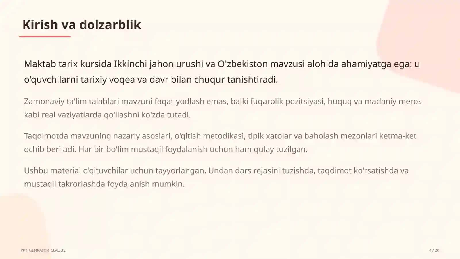 Ikkinchi jahon urushi va O'zbekiston (10-sinf) 4