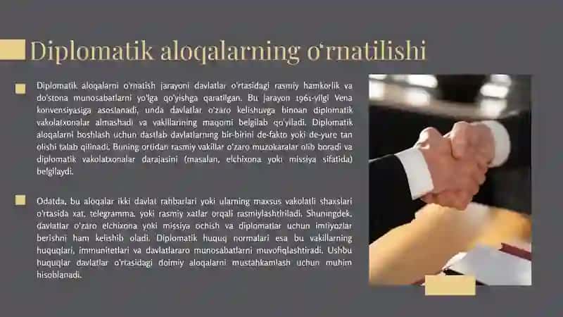 Diplomatik aloqalar o‘rnatishning tartiblari 4