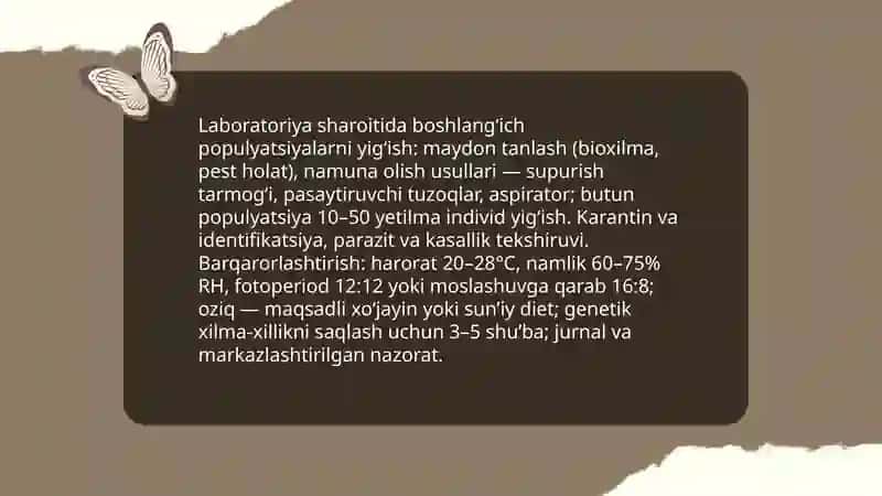 Hasharotlarni ko'paytirishda Foydali entomofaglarni ko'paytirish texnologiyasi 4