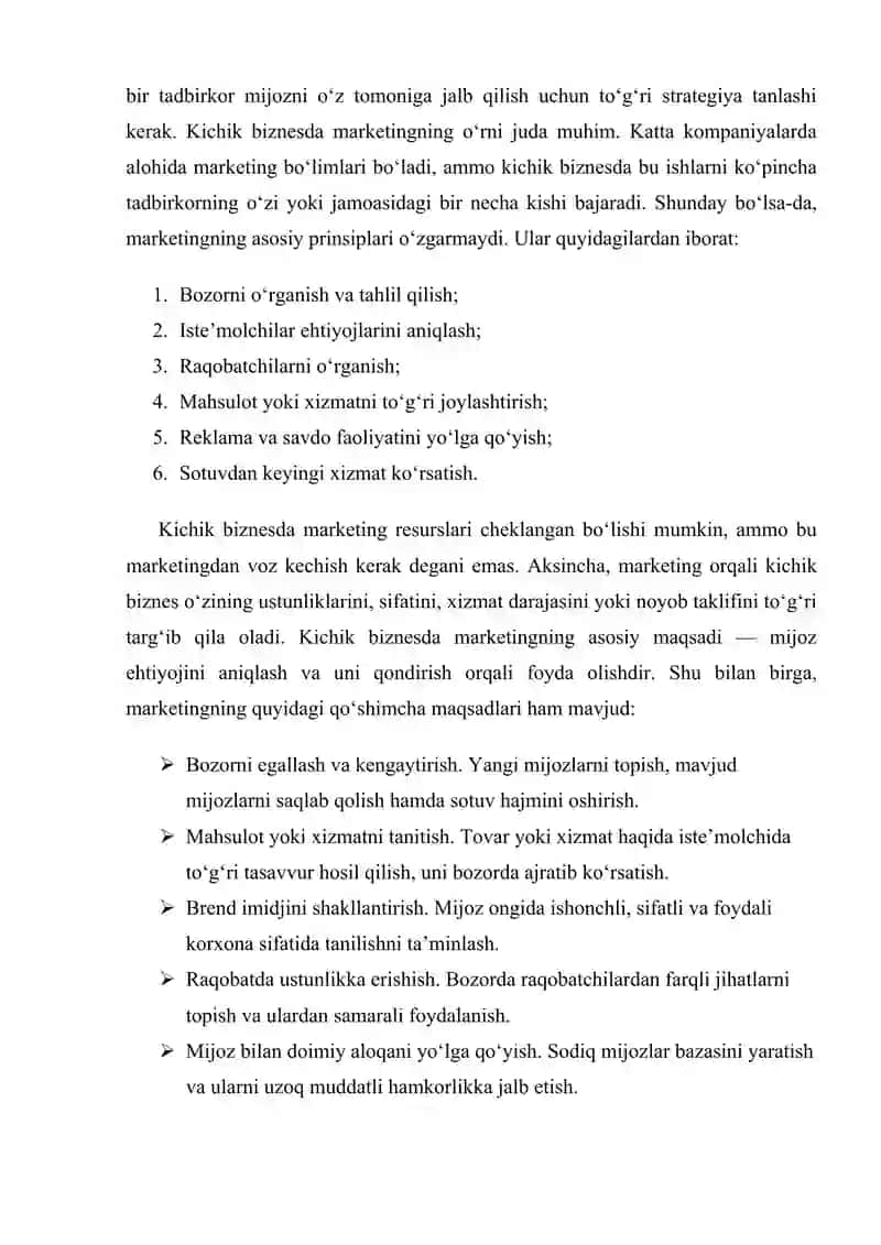 KICHIK BIZNESDA MARKETING FAOLIYATINI TASHKIL ETISH. 4
