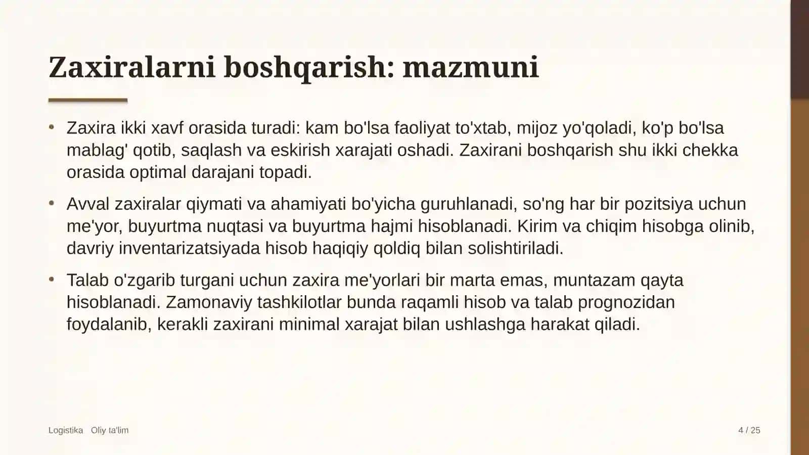 Developerlik kompaniyalarida zaxiralarni boshqarish 4